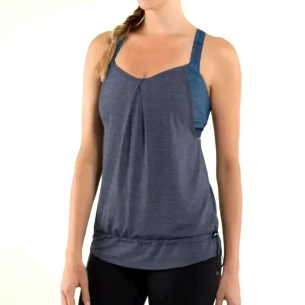 Lululemon Rest Less Tank Top Built-In Bra Cinch Hem Gray Size 4